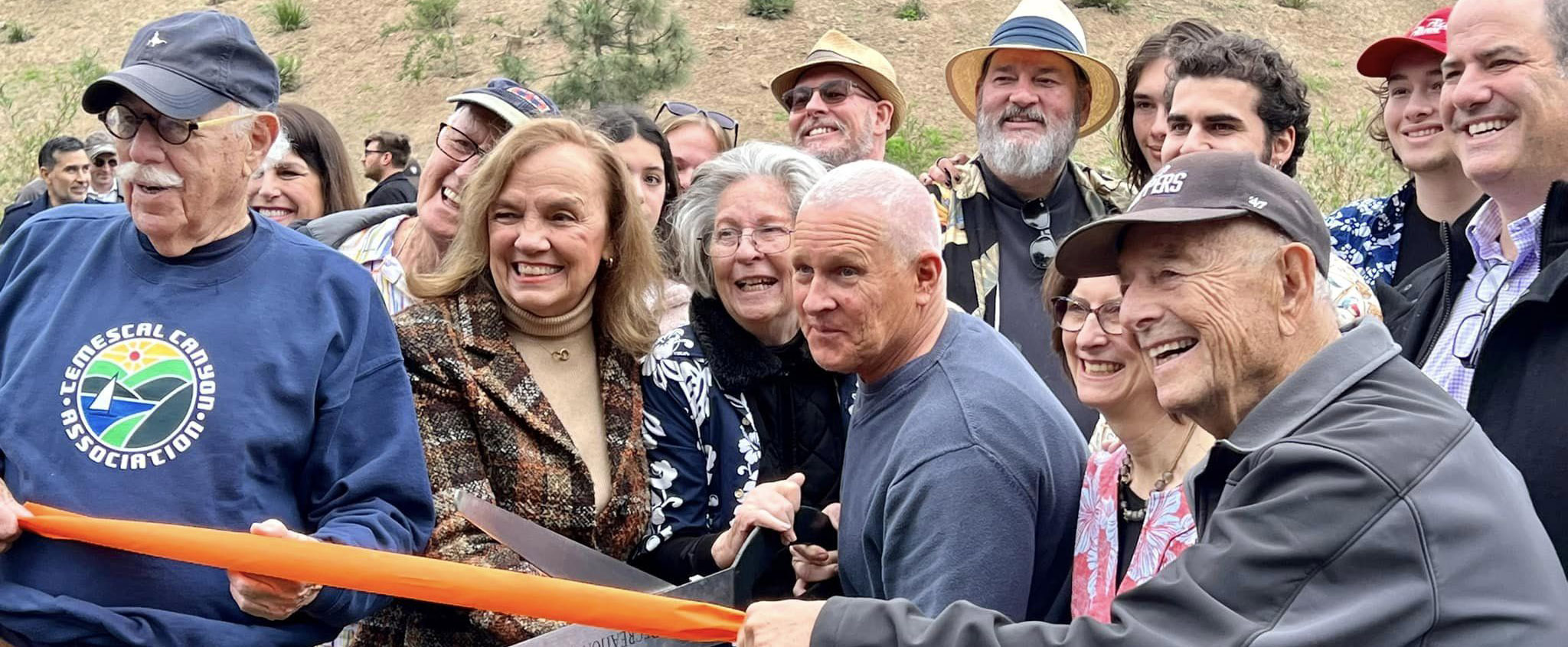 George Wolfberg Park at Potrero Canyon grand opening event, at Potrero Canyon, Cindy Miscikowski and Mike Bonin, Joe Halper, Sonya young-jimenez, Gil Dembo, David Card, and the Wolfberg family